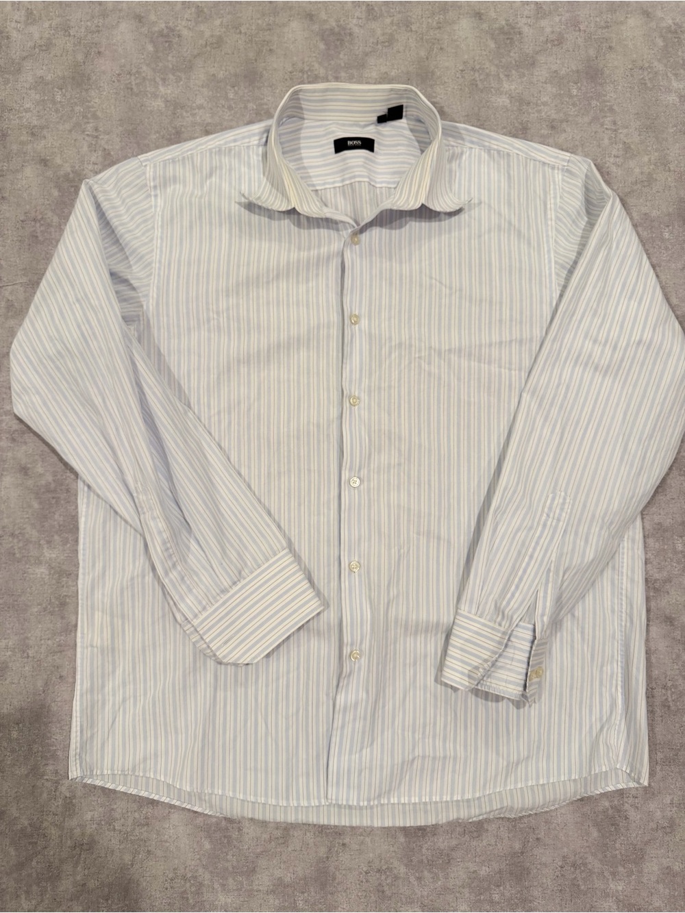 Hugo Boss White Shirt with Light Blue Pinstripes